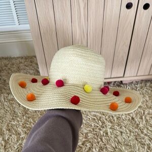 Colorful Pom-Pom Sun Hat